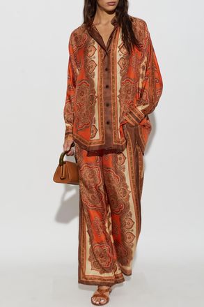 Zimmermann Silk Wide-leg Trousers, Womens, Brown