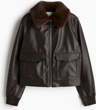 H&M Jacke mit Coating und Kragen - Brown