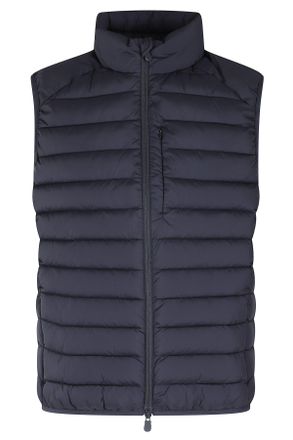 Save The Duck Quilted Blue Black Gilet With High Collar