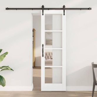 vidaXL Vidaxl - Puerta Deslizante Manual Blanco 61 X 198.5 Cm Madera Y Metal