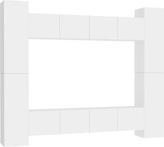 vidaXL Vidaxl - Set De Muebles De Sal&oacute;n Tv 8 Piezas Madera De Ingenier&iacute;a Blanco