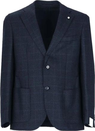 L.B.M. 1911 Blauw Geruit Slim Fit Blazer - Heren - Blazers - Blauw - XL - Wol - Jassen
