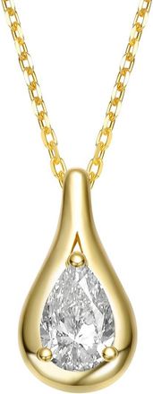 Rachel Glauber 14K Plated Cz Pendant Necklace