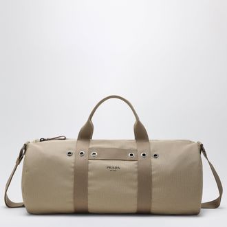 Prada Desert-colored canvas travel duffel