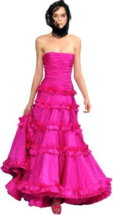 Oscar De La Renta Runway Fuschia Pink Taffeta Gown Size S