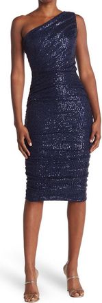 By Design Sequin One-Shoulder Midi Dress in Navy at Nordstrom Rack, Size Small