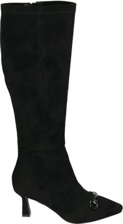Nathan-Baume Elegante Zwarte Hoge Hak Laarzen - Dames - Laarzen met Hak - Zwart - 37 EU - Leer - Schoenen
