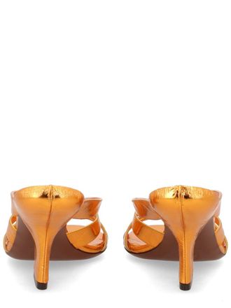 Dries Van Noten Sculptural 9 cm Heel Leather Heels - Orange
