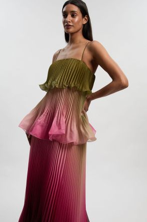 Karen Millen Womens Pleated Slub Organdie Peplum Woven Maxi Dress - Multicolour - Size 16 UK