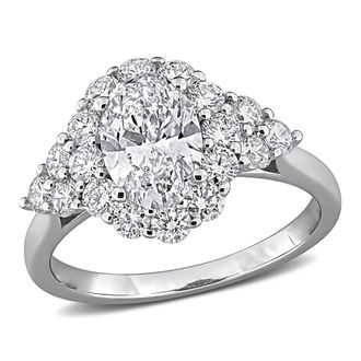 Mimi & Max Created Forever 2 1/4ct TGW Oval Round-Cut Lab-Grown Diamond Halo Engagement Ring Sterling Silver