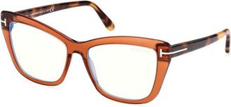 Tom Ford FT5826-B 048 Shiny Dark Brown/Clear Blue Light Block 55mm