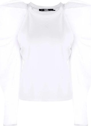 Karl Lagerfeld Organza Puffy Top - Dames - Blouses - Wit - XS - Organza - Overhemden