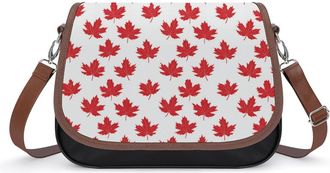 Generic Canada Maple Pattern Crossbody Bag Womens Handbag PU Message Bags Shoulder Purse with Adjustable Strap