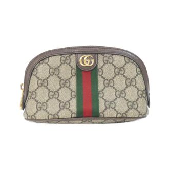 Gucci Beige Brown Gg Supreme Canvas Pouch (Pre-Owned)