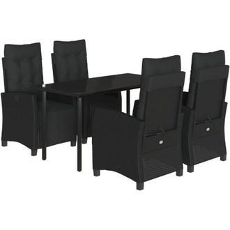 vidaXL Set De Muebles Jard&iacute;n 5 Pzas Con Cojines Rat&aacute;n Sint&eacute;tico Negro Vidaxl