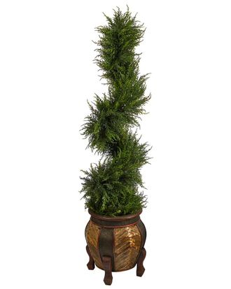 Nearly Natural 4.5Ft. Spiral Cypress Artificial Tree In Decorative Planter