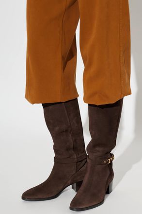 Tod's Suede Knee-high Boots With Heel, Womens, Brown