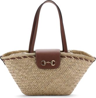 Mango Medium Natural Fiber Shoulder Bag in Natural/Leather at Nordstrom