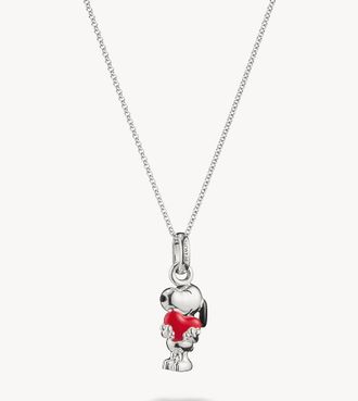 Thomas Sabo Catenina con ciondolo a forma di Snoopy tonalit&agrave; argento, nero e rosso