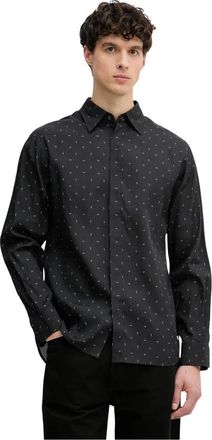 Emporio Armani Comfort-fit Lyocell-blend Shirt met all-over print - Heren - Casual Overhemden - Zwart - 2XL - Overhemden