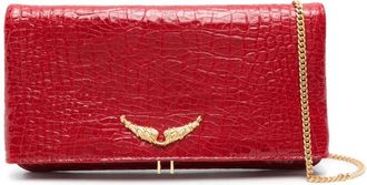 Zadig&Voltaire Goossens Rock embossed clutch bag - women - Calf Leather/Cotton - OS - Red