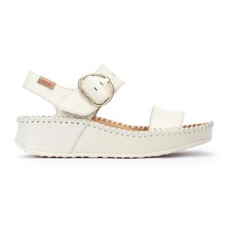 Pikolinos Marina Sandal - Dames - Sleehakken - Wit - 39 EU - Leer - Schoenen