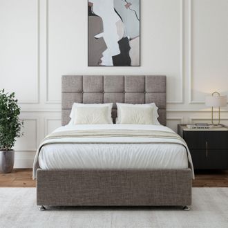 Bedmaster Linen Divan Base & Square Headboard in Light Grey | Size: Small Single