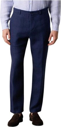 Brooks Brothers Linnen Broeken - Heren - Nette broeken - Blauw - W32 - Linnen - Broeken