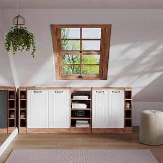 Vicco Conjunto De Armarios Para Techo Inclinado Rion, Blanco Casa De Campo, 210 Cm Lote De 5 Carcasas De Armario 60 Cm De Profundidad, Vicco