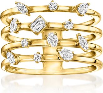 Ross-Simons Multi-Shaped Lab-Grown Diamond Multi-Row Ring in 18kt Gold Over Sterling