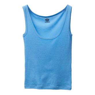 Versace Sleeveless Tops, female, Blue, Size: XS Ribbed Wool Tank Top