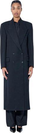 R&oacute;he Double Breasted Tailored Coat - Dames - Mantel - Zwart - S - Wol - Jassen