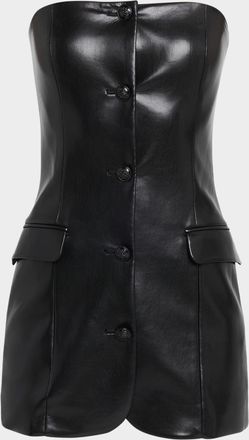 Alice & Olivia Madison Strapless Vegan Leather Mini Dress