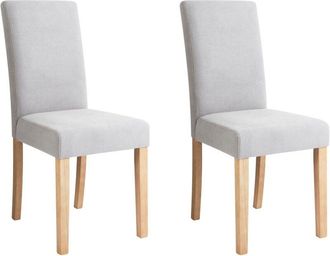 Beliani Set di 2 Sedie da Pranzo Moderne in Tessuto Grigio Gambe in Legno Broadway