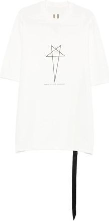 Rick Owens T-shirt met grafische print en ronde hals - Heren - T-shirts - Wit - L - Katoen - Tops