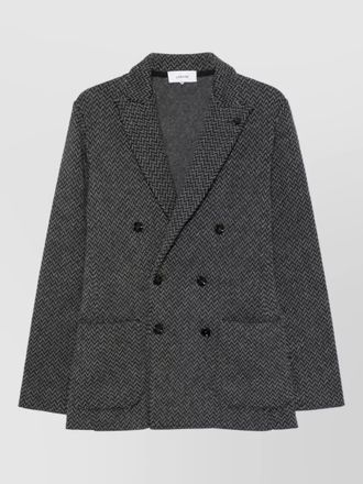 Lardini wool chevron double-breasted jacket