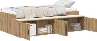 vidaXL Estructura De Cama Con Caj&oacute;n Roble Artesanal 100 X 200 Cm Vidaxl