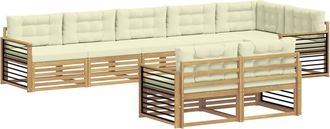 vidaXL Conjunto De Sof&aacute;s De Exterior 8 Uds. Blanco Y Crema Poli&eacute;ster Vidaxl