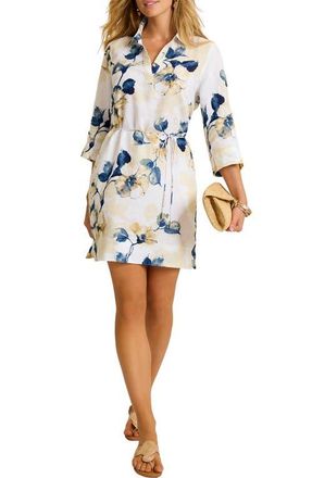 Tommy Bahama Beleza Blossom Linen Shift Dress in White at Nordstrom, Size Small