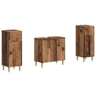 vidaXL Juego De Gabinete De Ba&ntilde;o De 2 Piezas Delft Madera Envejecida Vidaxl