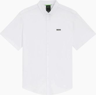 HUGO BOSS Mens ST-Motion White Short Sleeve Shirt - Size: 38/Regular