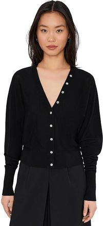 AllSaints Honor V Cardigan Womens Sweater Black : LG (US 10-12), Wool
