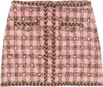 Giuseppe Di Morabito Gingham crystal-embellished mini skirt - Pink