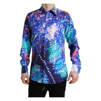 Dolce & Gabbana Martini Dress Shirt - Heren - Casual Overhemden - Veelkleurig - L - Leer - Overhemden