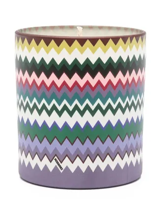 Missoni Home Candela con stampa a zigzag (220g) - Viola