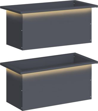 vidaXL Jardinera Para Jard&iacute;n Con Luces Led 2 Uds. Antracita Vidaxl