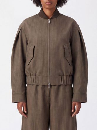 Ganni Bomber corto in lana merino relaxed fit con chiusura a zip