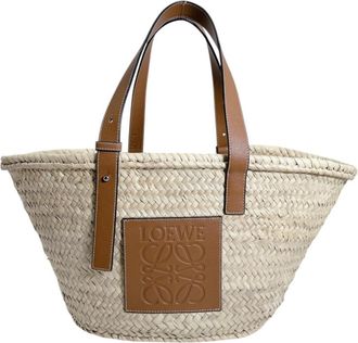 Loewe Beige Raffia Leather Basket Tote Bag (Pre-Owned)
