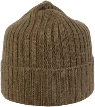 Wigens Unisex Cashmere Rib Knitted Beanie in Olive at Nordstrom