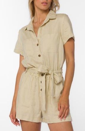 Velvet Heart Rosalie Belted Linen Romper in Natural at Nordstrom Rack, Size X-Small